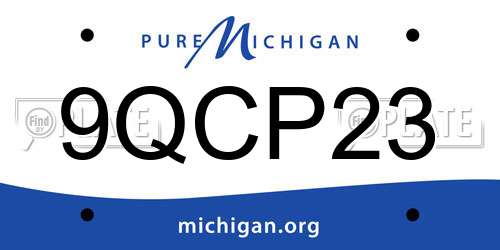 9QCP23 Michigan License Plate
