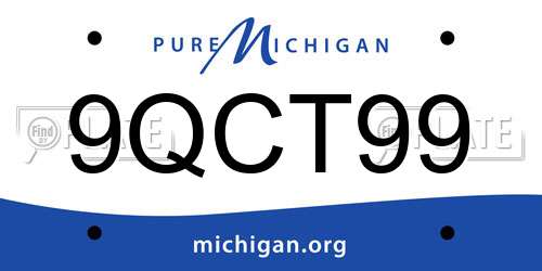 9QCT99 Michigan License Plate