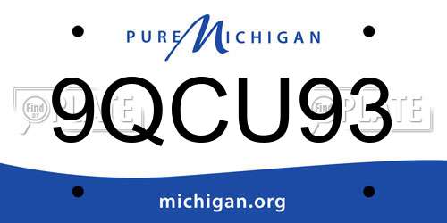 9QCU93 Michigan License Plate