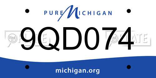 9QD074 Michigan License Plate