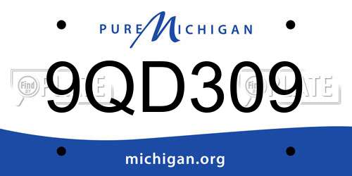 9QD309 Michigan License Plate