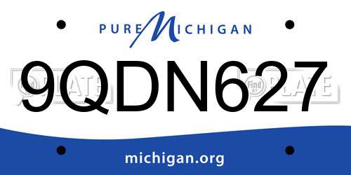 9QDN627 Michigan License Plate