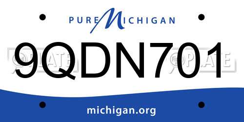 9QDN701 Michigan License Plate