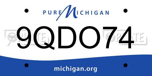 9QDO74 Michigan License Plate