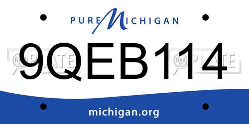 9QEB114 Michigan License Plate