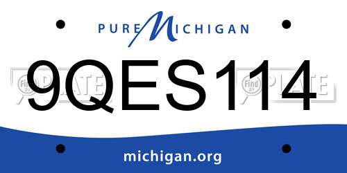 9QES114 Michigan License Plate