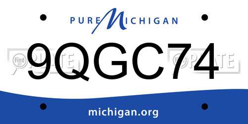 9QGC74 Michigan License Plate