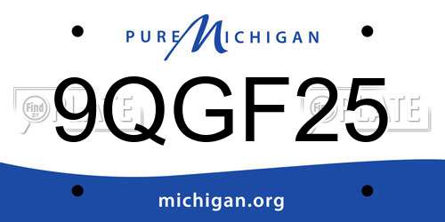 9QGF25 Michigan License Plate