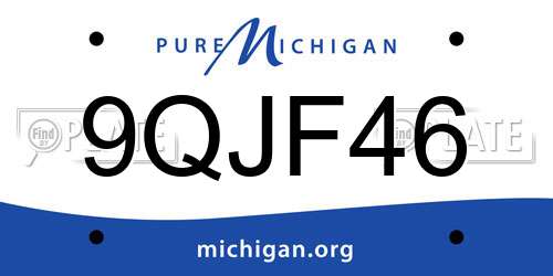 9QJF46 Michigan License Plate
