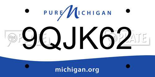 9QJK62 Michigan License Plate