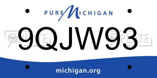 9QJW93 Michigan License Plate