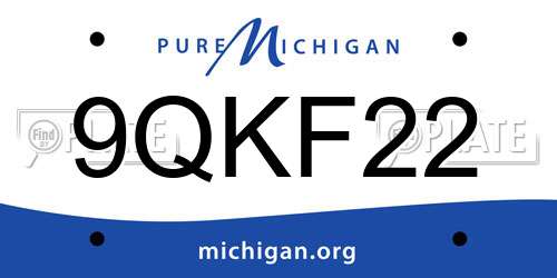 9QKF22 Michigan License Plate