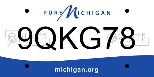 9QKG78 Michigan License Plate