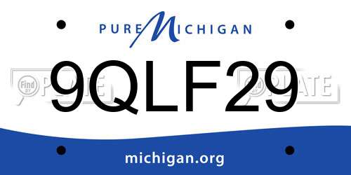 9QLF29 Michigan License Plate