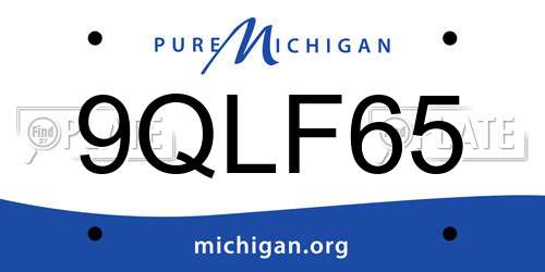 9QLF65 Michigan License Plate