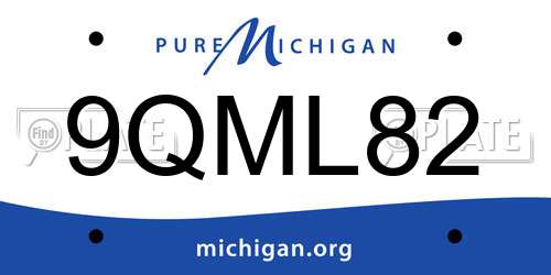 9QML82 Michigan License Plate