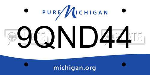 9QND44 Michigan License Plate