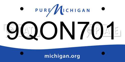 9QON701 Michigan License Plate