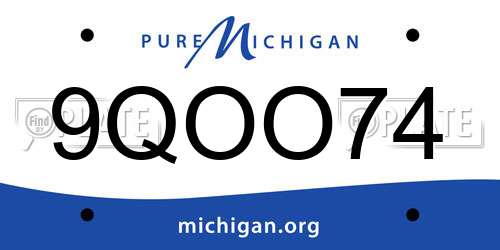 9QOO74 Michigan License Plate