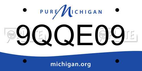 9QQE09 Michigan License Plate