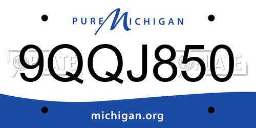 9QQJ850 Michigan License Plate