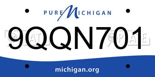 9QQN701 Michigan License Plate