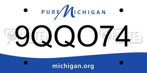 9QQO74 Michigan License Plate