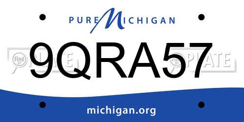 9QRA57 Michigan License Plate