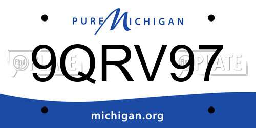 9QRV97 Michigan License Plate