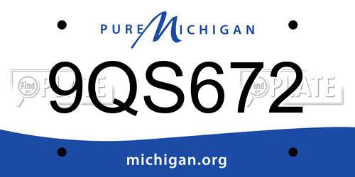 9QS672 Michigan License Plate