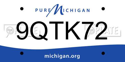 9QTK72 Michigan License Plate