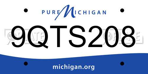 9QTS208 Michigan License Plate