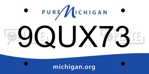 9QUX73 Michigan License Plate