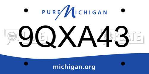 9QXA43 Michigan License Plate