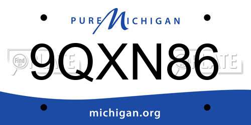 9QXN86 Michigan License Plate