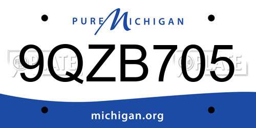 9QZB705 Michigan License Plate