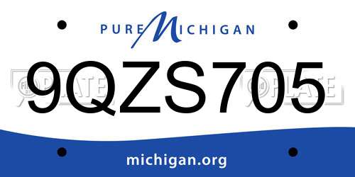 9QZS705 Michigan License Plate