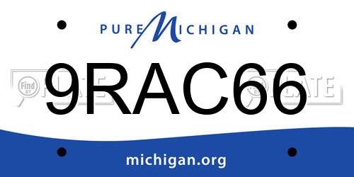 9RAC66 Michigan License Plate