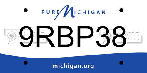 9RBP38 Michigan License Plate