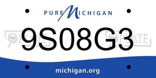 9S08G3 Michigan License Plate