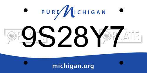 9S28Y7 Michigan License Plate