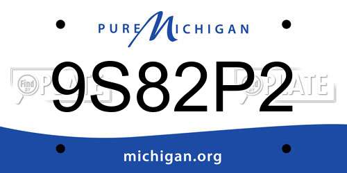 9S82P2 Michigan License Plate