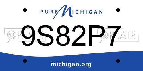 9S82P7 Michigan License Plate