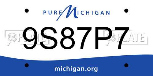 9S87P7 Michigan License Plate