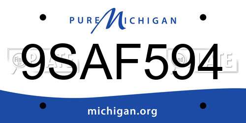 9SAF594 Michigan License Plate