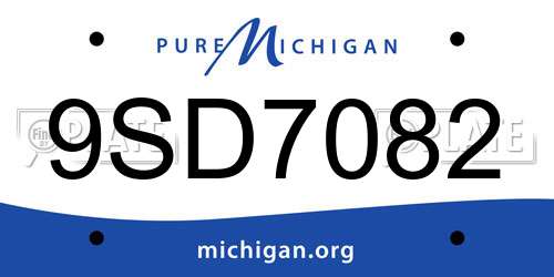 9SD7082 Michigan License Plate