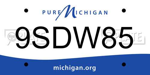 9SDW85 Michigan License Plate