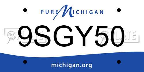 9SGY50 Michigan License Plate