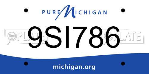 9SI786 Michigan License Plate