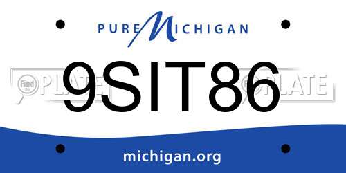 9SIT86 Michigan License Plate
